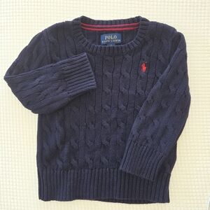 Polo Ralph Lauren Navy Blue Toddler Cable-Knit Cotton Sweater Size 2